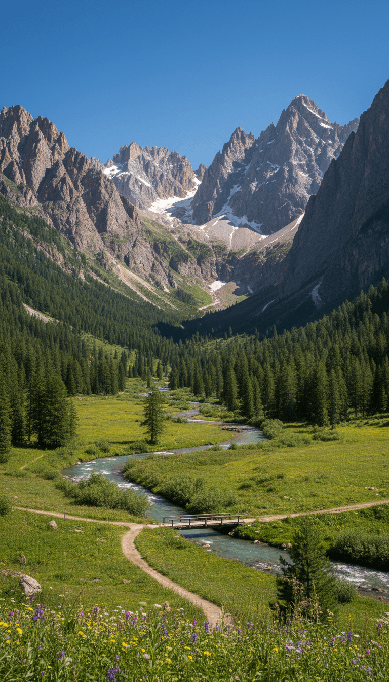 Rocky mountain destination with scenic peaks